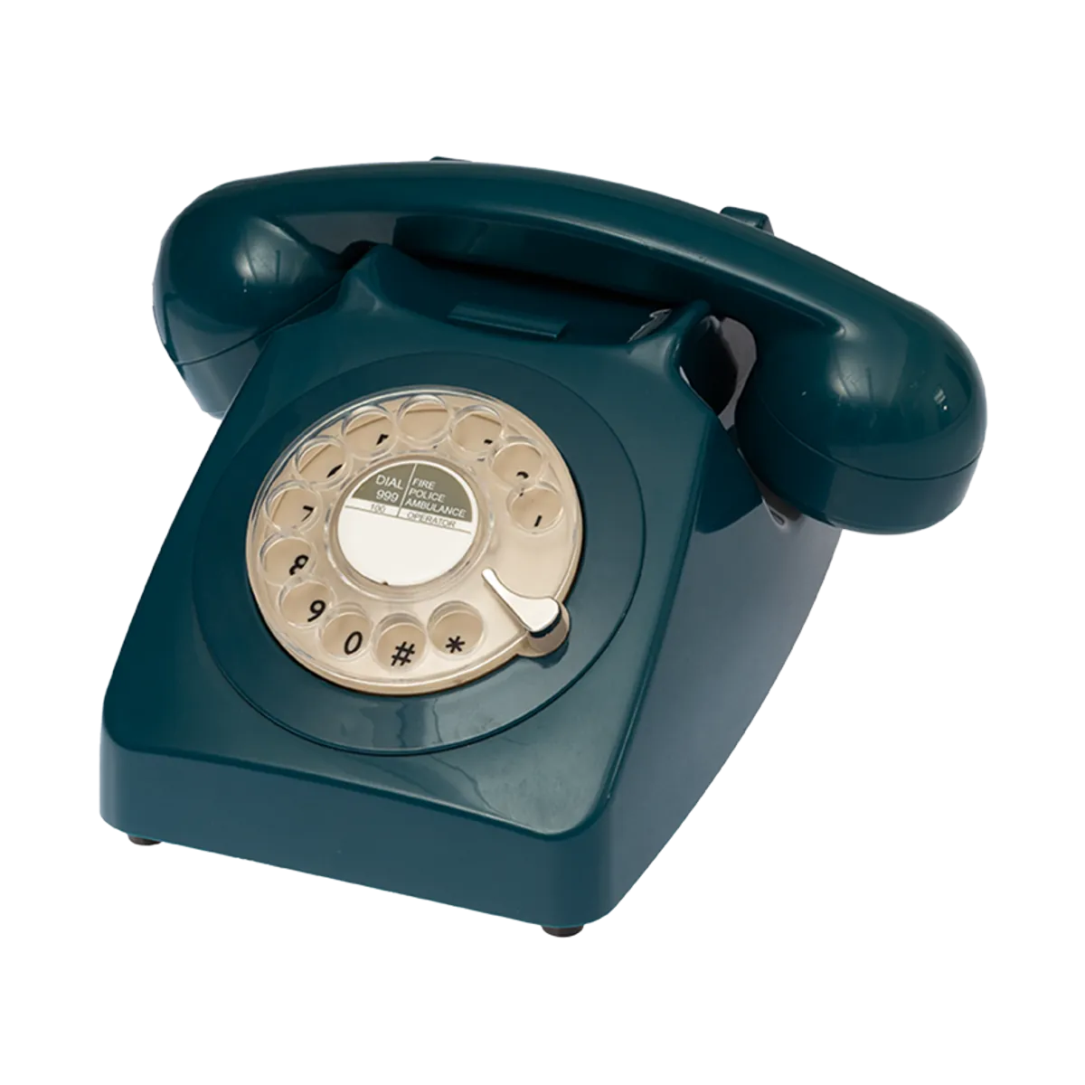 Midnight audio guestbook phone, three-quarter view