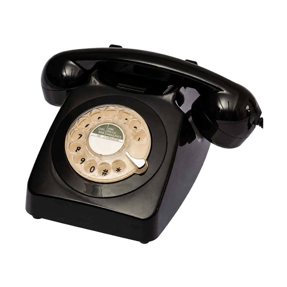 Noir audio guestbook phone, three-quarter view